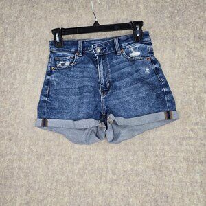 American Eagle Womens High-Rise Distressed Denim Shorts Size 00 Cotton Blend